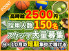 9月～10月だけの期間限定レアワーク★
日払いOK＆交通費支給で、短期集中で働けます◎